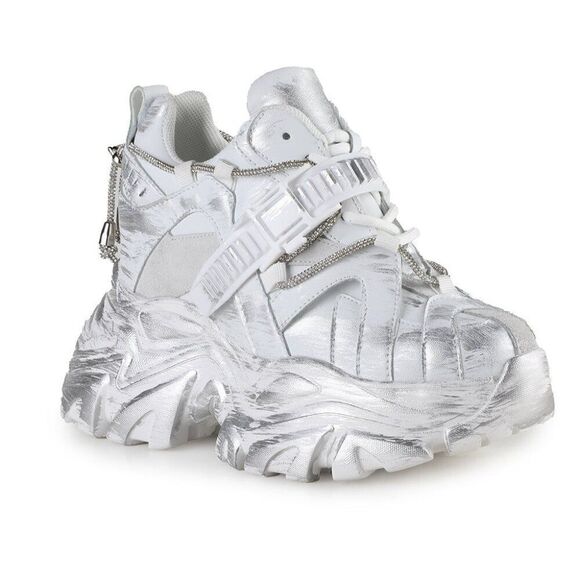 Anthony Wang Goth Space White Hidden Wedge Women's Platform Sneakers - Picture 1 of 3